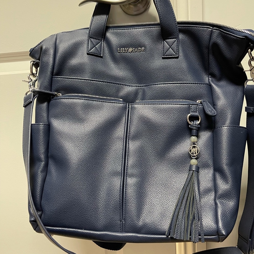 Lily Jade Caroline bag in navy blue with silver hardware